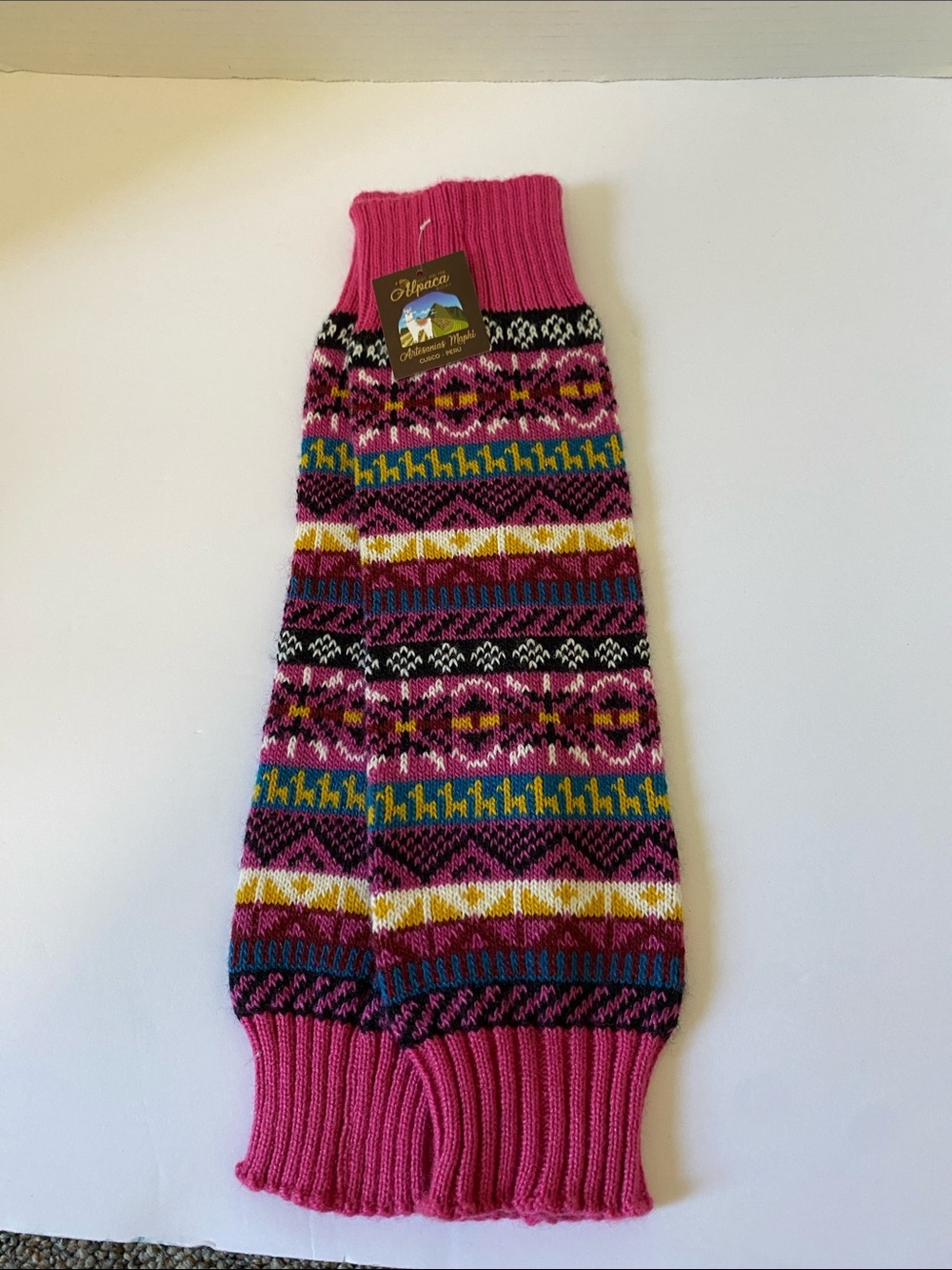 NWT Alpaca Wool Pink Geometric Leg Warmers